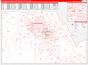 Phoenix-Mesa-Scottsdale Metro Area Wall Map Red Line Style